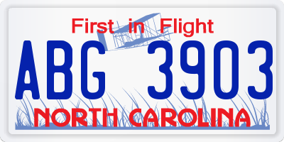 NC license plate ABG3903