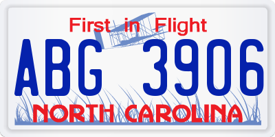 NC license plate ABG3906