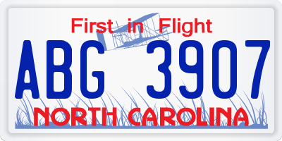 NC license plate ABG3907