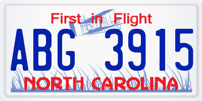 NC license plate ABG3915