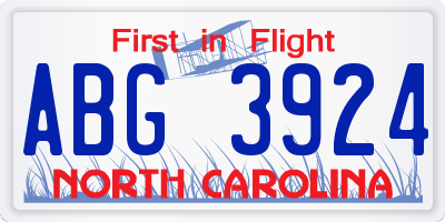 NC license plate ABG3924