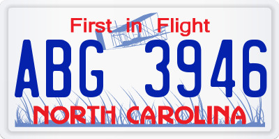 NC license plate ABG3946