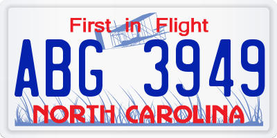 NC license plate ABG3949