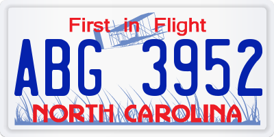 NC license plate ABG3952
