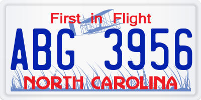 NC license plate ABG3956