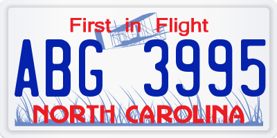 NC license plate ABG3995