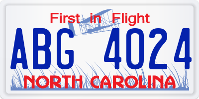 NC license plate ABG4024