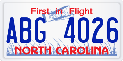 NC license plate ABG4026