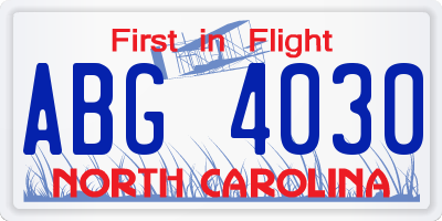 NC license plate ABG4030
