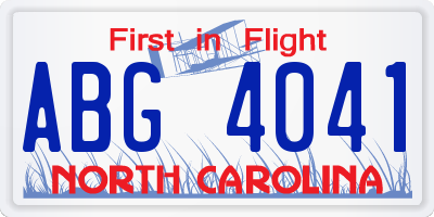NC license plate ABG4041