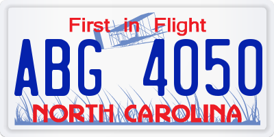 NC license plate ABG4050