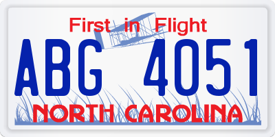 NC license plate ABG4051
