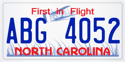 NC license plate ABG4052
