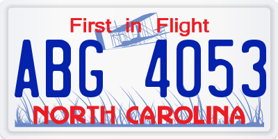 NC license plate ABG4053