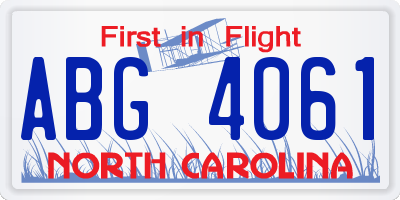 NC license plate ABG4061
