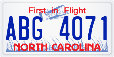 NC license plate ABG4071