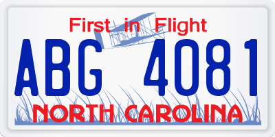 NC license plate ABG4081