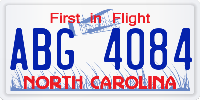 NC license plate ABG4084