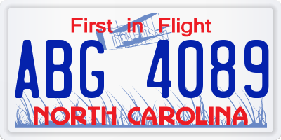 NC license plate ABG4089