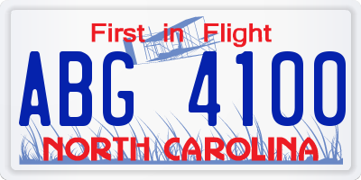 NC license plate ABG4100