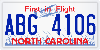 NC license plate ABG4106