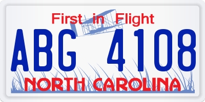 NC license plate ABG4108