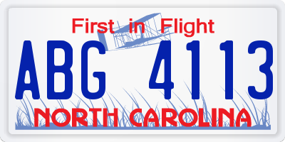 NC license plate ABG4113