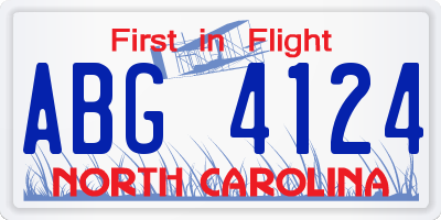 NC license plate ABG4124