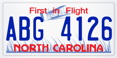 NC license plate ABG4126