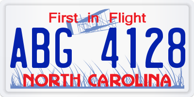 NC license plate ABG4128