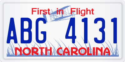 NC license plate ABG4131