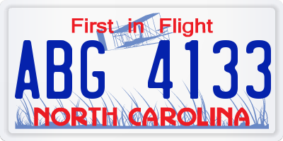 NC license plate ABG4133