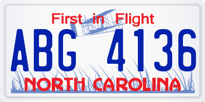 NC license plate ABG4136