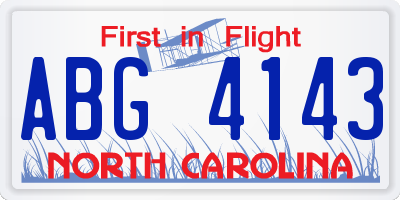 NC license plate ABG4143