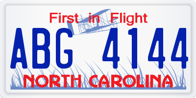 NC license plate ABG4144