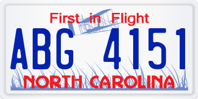NC license plate ABG4151