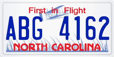 NC license plate ABG4162