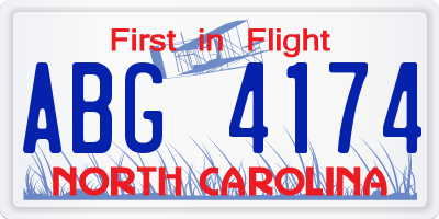 NC license plate ABG4174