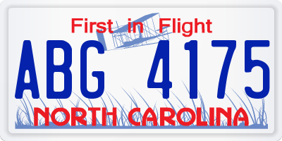 NC license plate ABG4175