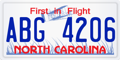NC license plate ABG4206