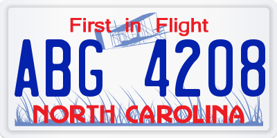 NC license plate ABG4208