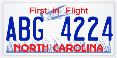 NC license plate ABG4224