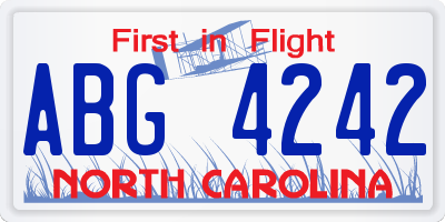 NC license plate ABG4242