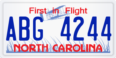 NC license plate ABG4244