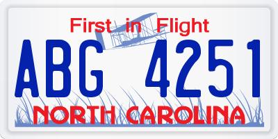 NC license plate ABG4251