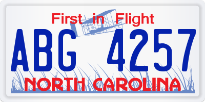 NC license plate ABG4257