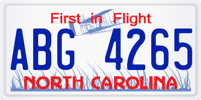 NC license plate ABG4265