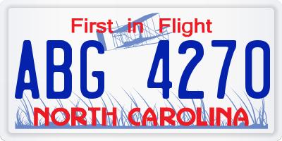 NC license plate ABG4270