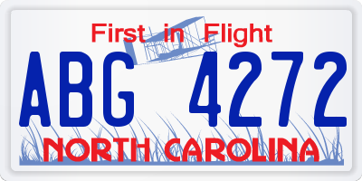 NC license plate ABG4272