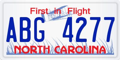 NC license plate ABG4277